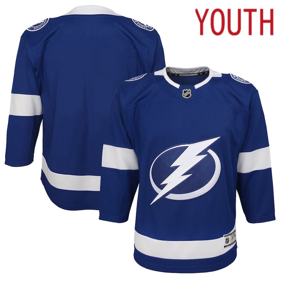 Youth Tampa Bay Lightning Blue Home Blank Premier NHL Jersey